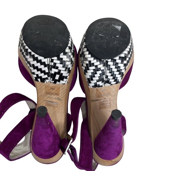 Pelle Moda Womens Purple Suede Platform Heels Adjustable Ankle Strap Size 7M - Picture 5 of 5